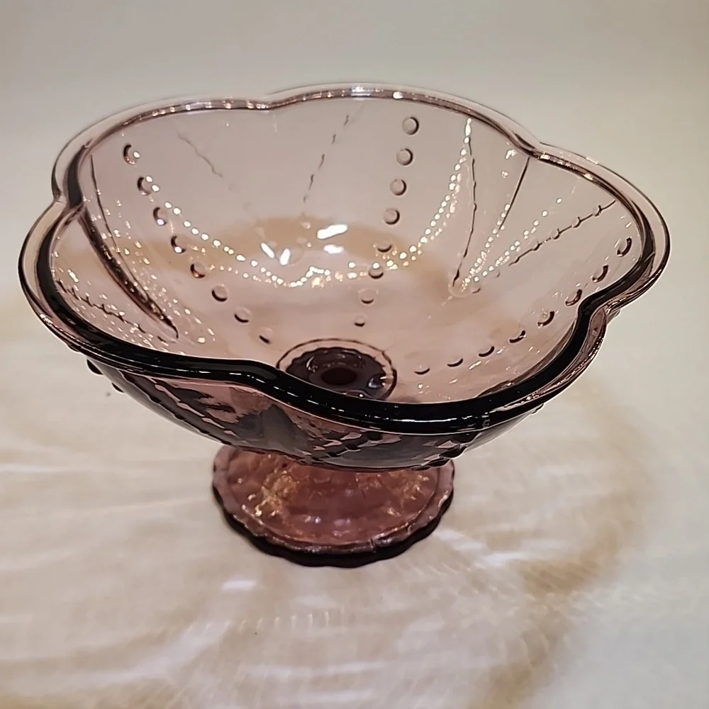 IKEA Amethyst Pressed Glass Compote Bowl Vintage